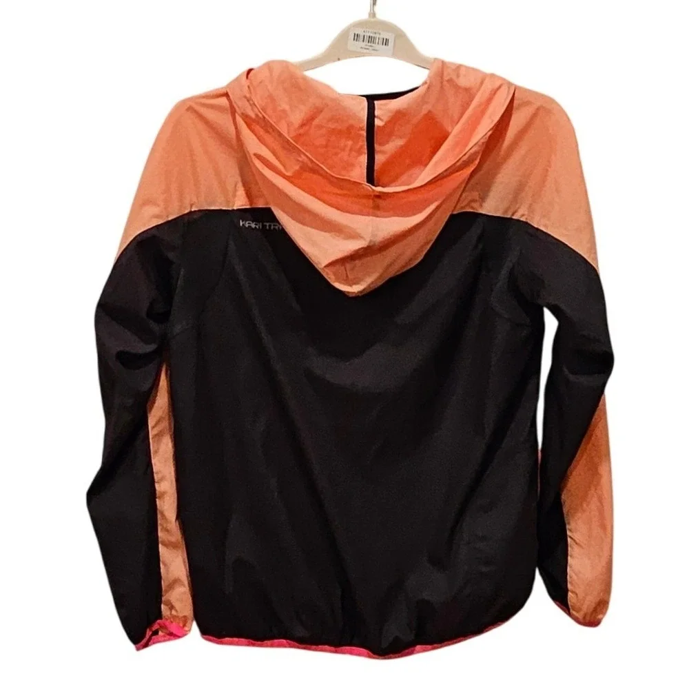 Kari Traa Marte Women's Lightweight Hooded Windbreaker Jacket Coral Black Size L